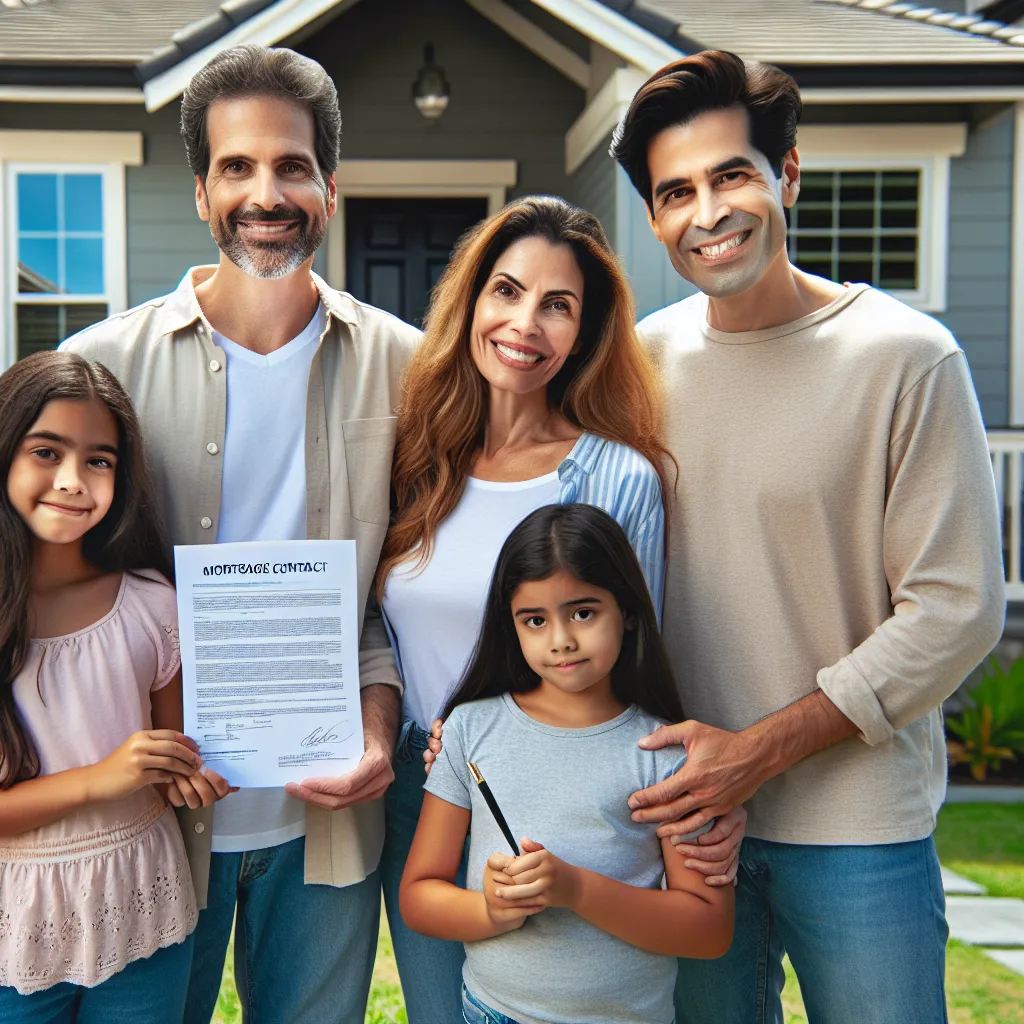 Family celebrating mortgage approval